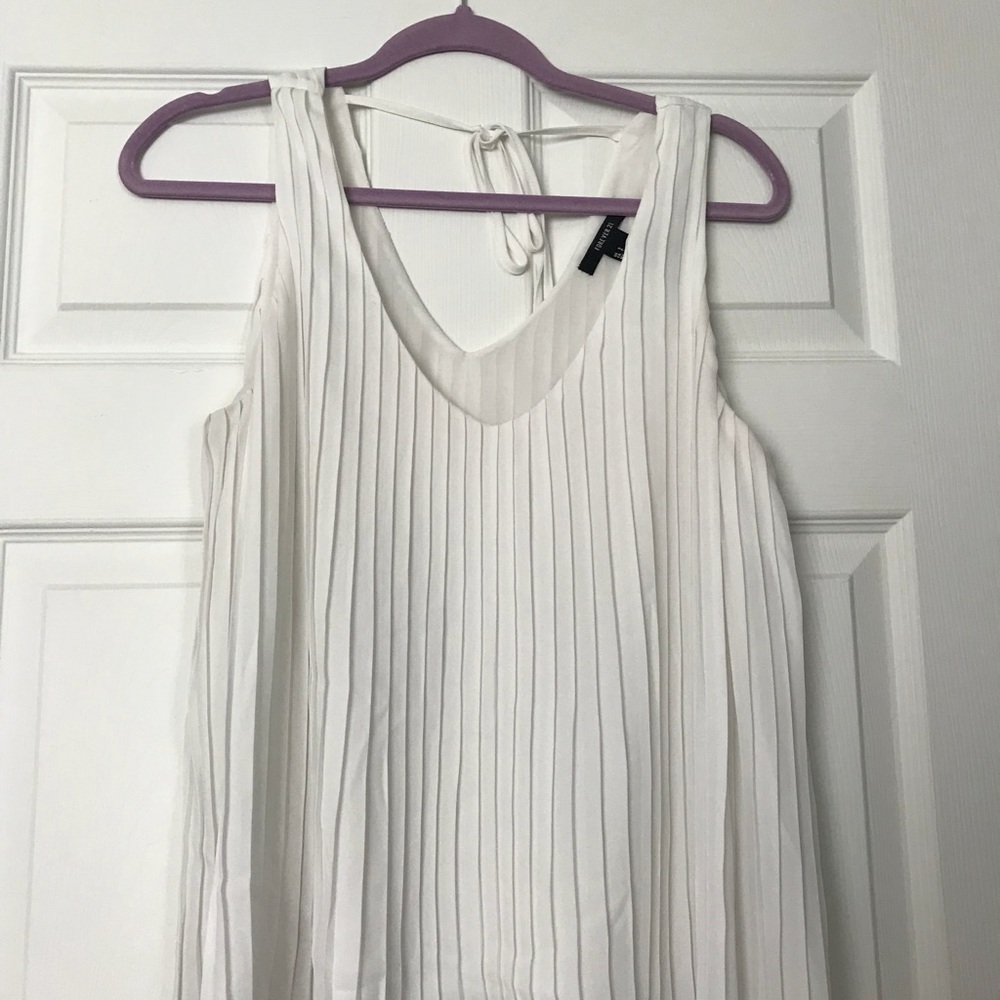 F21 Pleated white chiffon top